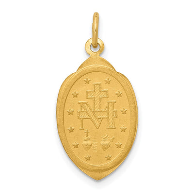 14K Miraculous Medal Charm, 24 x 12mm