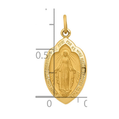14K Miraculous Medal Charm, 24 x 12mm