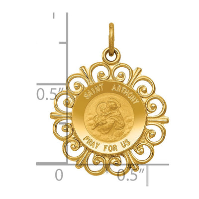 14K Saint Anthony Medal Charm, 25 x 19mm