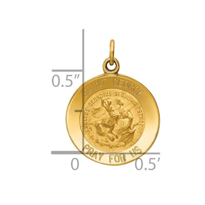 14K Saint George Medal Charm, 20 x 15mm