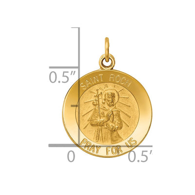 14K Saint Roch Medal Charm, 23 x 15mm