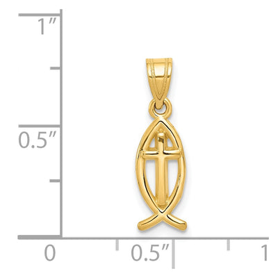 14K Ichthus Fish Charm, 21 x 7mm
