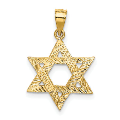 14K Solid Satin Star of David Charm, 24 x 16mm