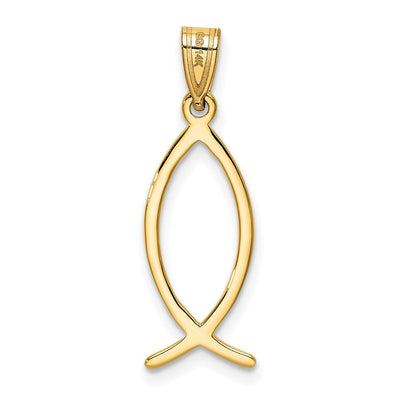 14K Ichthus Fish Charm, 26 x 9mm