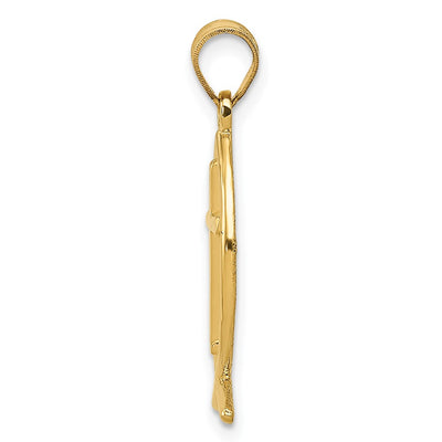 14K Ichthus Fish Pendant, 26 x 9mm