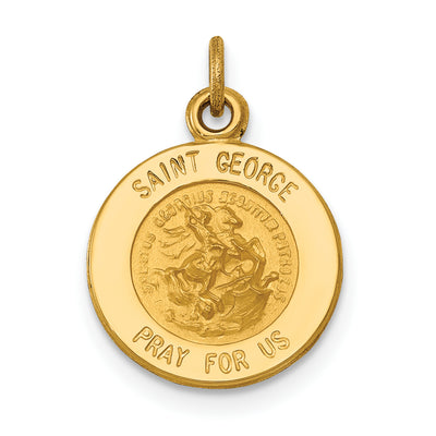 14K Saint George Medal Charm, 17.5 x 12.75mm