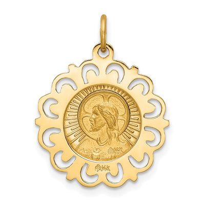 14K Matka Boska Medal Charm, 23.5 x 18.5mm