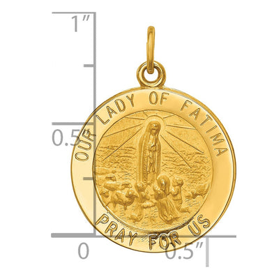 14K Our Lady of Fatima Medal Pendant, 26.5 x 19.25mm