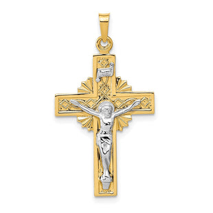 14k Two-tone INRI Crucifix Pendant (Style XR738)