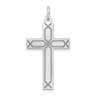 14K White Gold Laser Designed Cross Pendant (Style XR950)