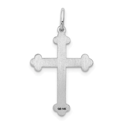 14K White Gold Laser Designed Cross Pendant, 25 x 16mm