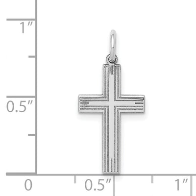 14K White Gold Laser Designed Cross Pendant, 22 x 11mm