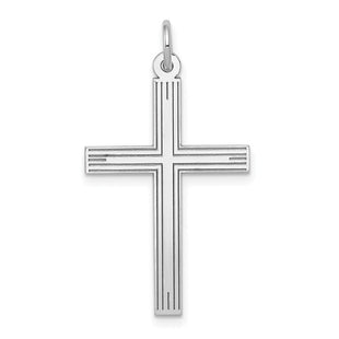 14K White Gold Laser Designed Cross Pendant (Style XR998)