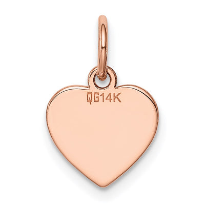 14K Rose Gold Plain .013 Gauge Engraveable Heart Disc Charm, 14 x 9mm