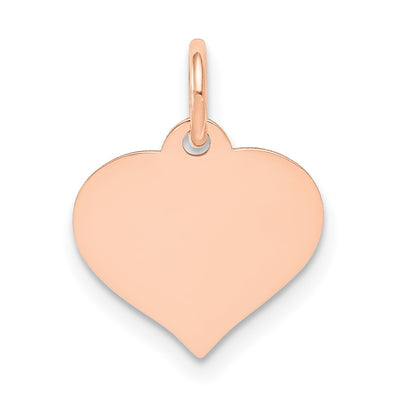 14K Rose Gold Heart Disc Charm, 14 x 10mm