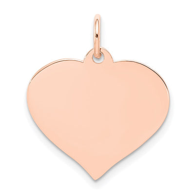 14K Rose Gold Heart Disc Charm, 14 x 10mm