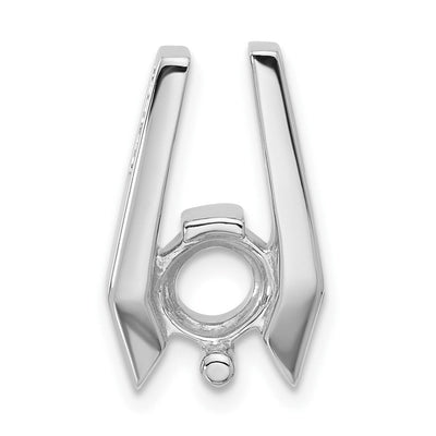14K White Gold Holds Stone Slide Mounting Fits up to Regular/ Fancy or Reversible Omega, 19 x 11mm