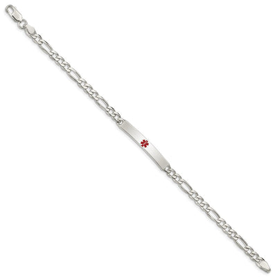 Sterling Silver Polished Medical Figaro Anchor Link ID Bracelet, 7.5 x 5mm