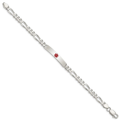 Sterling Silver Polished Medical Figaro Anchor Link ID Bracelet, 7.5 x 6mm