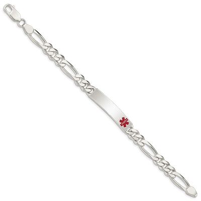 Sterling Silver Polished Medical Figaro Anchor Link ID Bracelet, 7.5 x 9mm