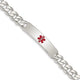 Sterling Silver Polished Medical Curb Link ID Bracelet, 7.5 x 9mm