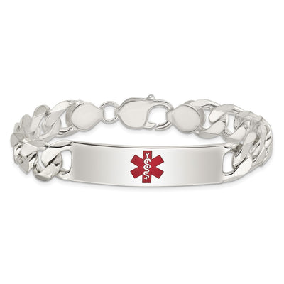 Sterling Silver Polished Medical Curb Link ID Bracelet, 8.5 x 11mm