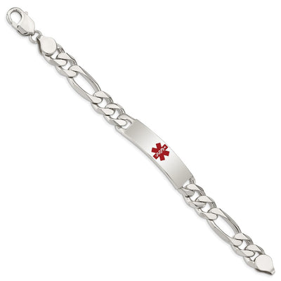 Sterling Silver Polished Medical Figaro Anchor Link ID Bracelet, 8.5 x 11mm