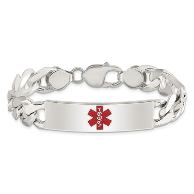 Sterling Silver Polished Medical Figaro Anchor Link ID Bracelet, 8.5 x 11mm