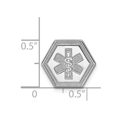 Sterling Silver Rhodium Non-enameled Attachable Emblem Medical Charm, 14 x 15mm
