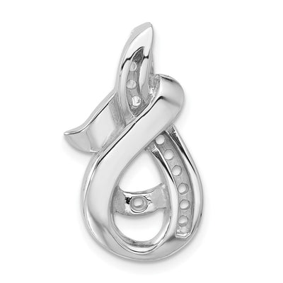 14K White Gold Peg-Set and Channel Diamond Slide Mounting Fits up to Regular/ Fancy or Reversible Omega, 26 x 13mm