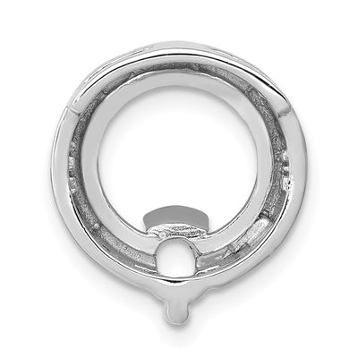 14K White Gold Holds Stone Circle Chain Slide Mounting, 15 x 13mm