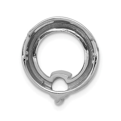 14K White Gold Holds Stone Circle Chain Slide Mounting, 17 x 15mm