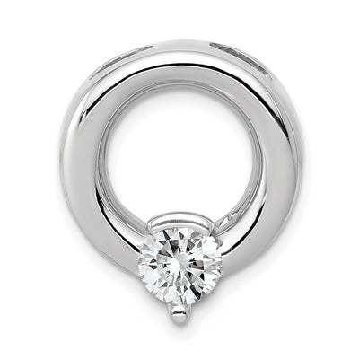 14K White Gold Holds Stone Circle Chain Slide Mounting, 20 x 17mm