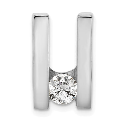 14K White Gold Holds Stone Circle Chain Slide Mounting, 16 x 14mm