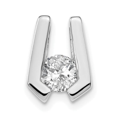 14K White Gold Holds Stone Slide Mounting Fits up to Regular/ Fancy or Reversible Omega, 13 x 9mm