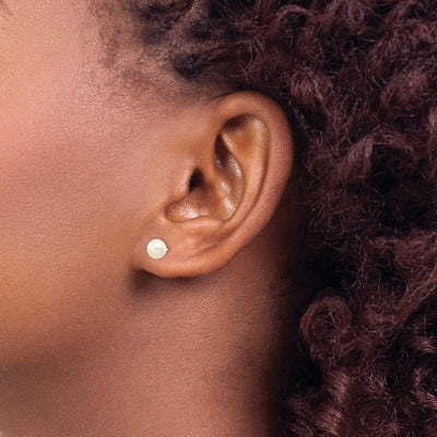 14K White Gold White Round Freshwater Cultured Pearl Stud Post Earrings