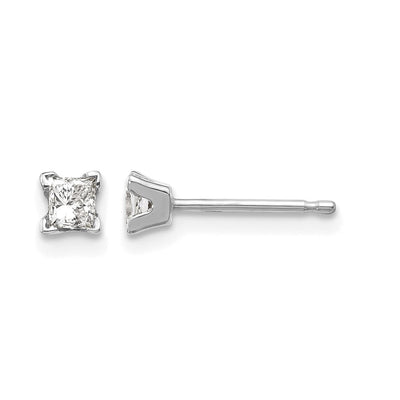 14K White Gold VS Quality Complete Princess Cut Diamond Earrings, 3 x 3mm