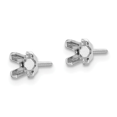 14K White Gold Princess Cut Stud Earring Mountings, 3.5 x 3.5mm
