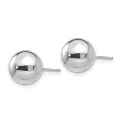 14K White Gold Polished Ball Post Earrings, 9 x 9mm