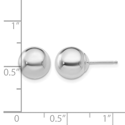 14K White Gold Polished Ball Post Earrings, 9 x 9mm
