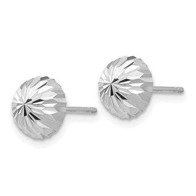 14K White Gold Polished & Diamond-Cut Half Ball Post Earrings, 8 x 8mm