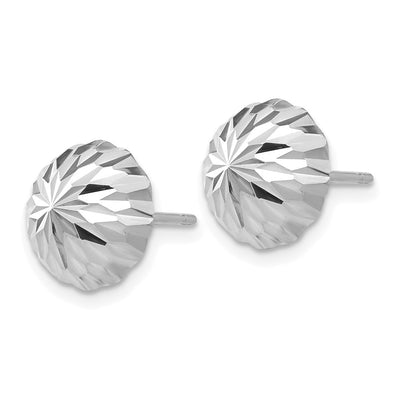 14K White Gold Polished & Diamond-Cut Half Ball Post Earrings, 9.5 x 9.5mm