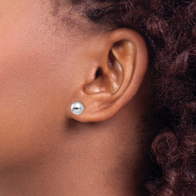 14K White Gold Polished Ball Post Earrings, 7 x 7mm