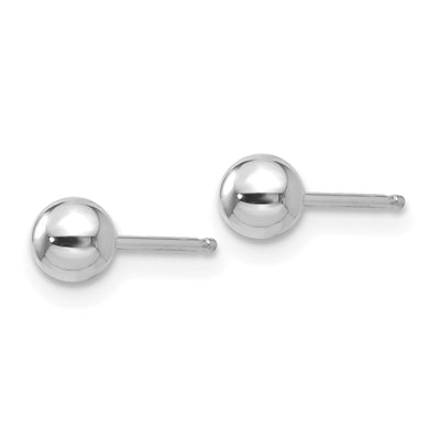 14K White Gold Polished Ball Post Earrings, 4 x 4mm