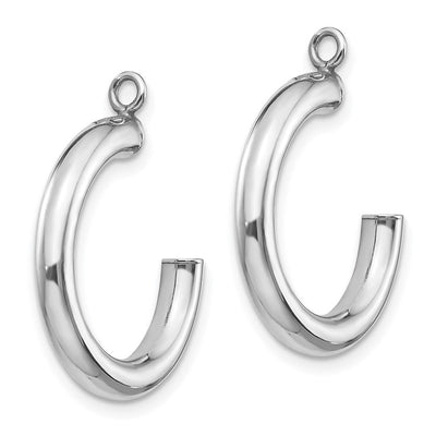 14K White Gold Polished Tube Hoop Earring Jackets, 29 x 3mm