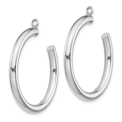 14K White Gold Polished Tube Hoop Earring Jackets, 30 x 3mm