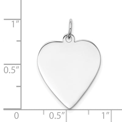 14K White Gold Plain .011 Gauge Engravable Heart Charm, 27 x 21mm