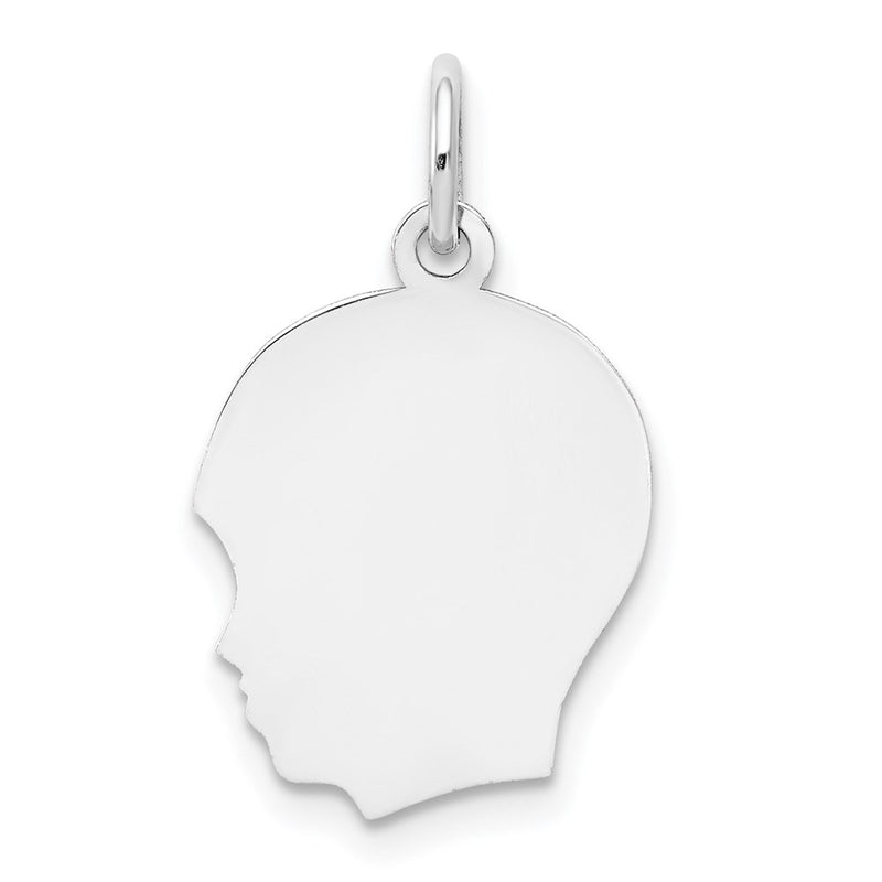 14K white gold engravable charm