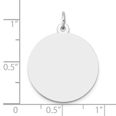 14K White Gold Round Disc Charm, 29 x 22mm (35)