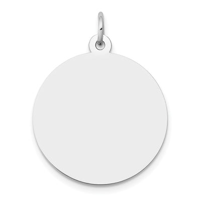 14K White Gold Round Disc Charm, 29 x 22mm (35)